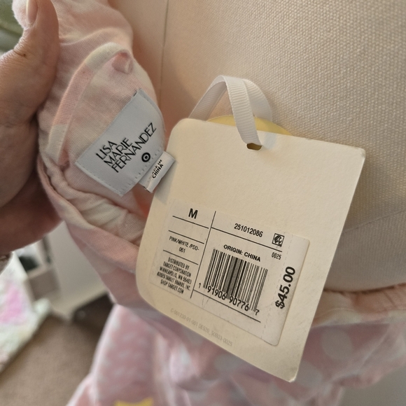 Lisa Marie Fernandez | Medium | Pink & White Polka Dot One Shoulder Ruffle Dress - Picture 8 of 13